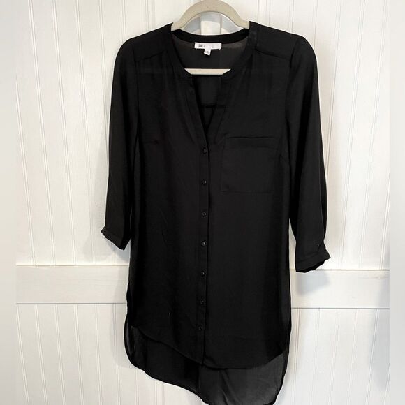 Dr2 long black three-quarter sleeves blouse size XS - Picture 1 of 5